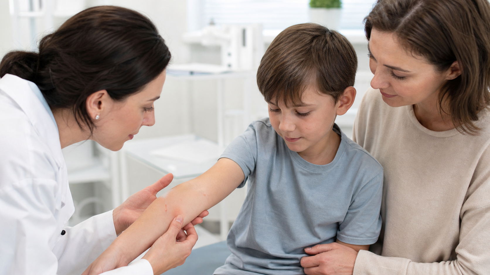 Bubițe sidefii la copil: molluscum contagiosum sau altă erupție?